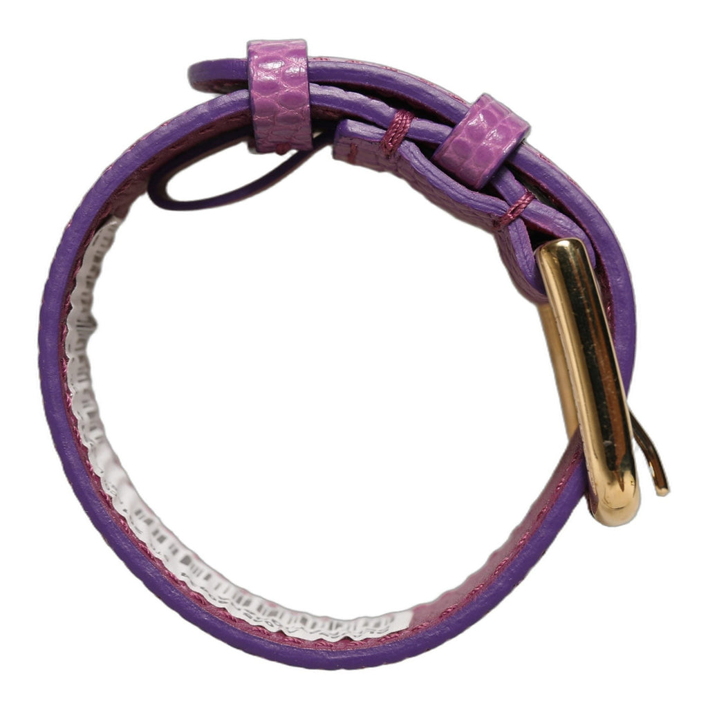 Dolce & Gabbana Purple Textured Leather Gold Buckle Belt Strap Bracelet Dolce & Gabbana