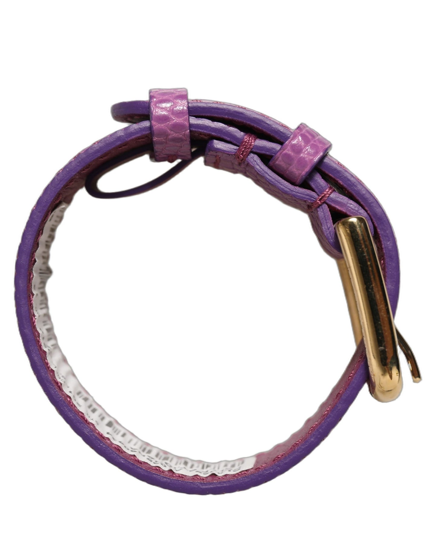 Dolce & Gabbana Purple Textured Leather Gold Buckle Belt Strap Bracelet Dolce & Gabbana