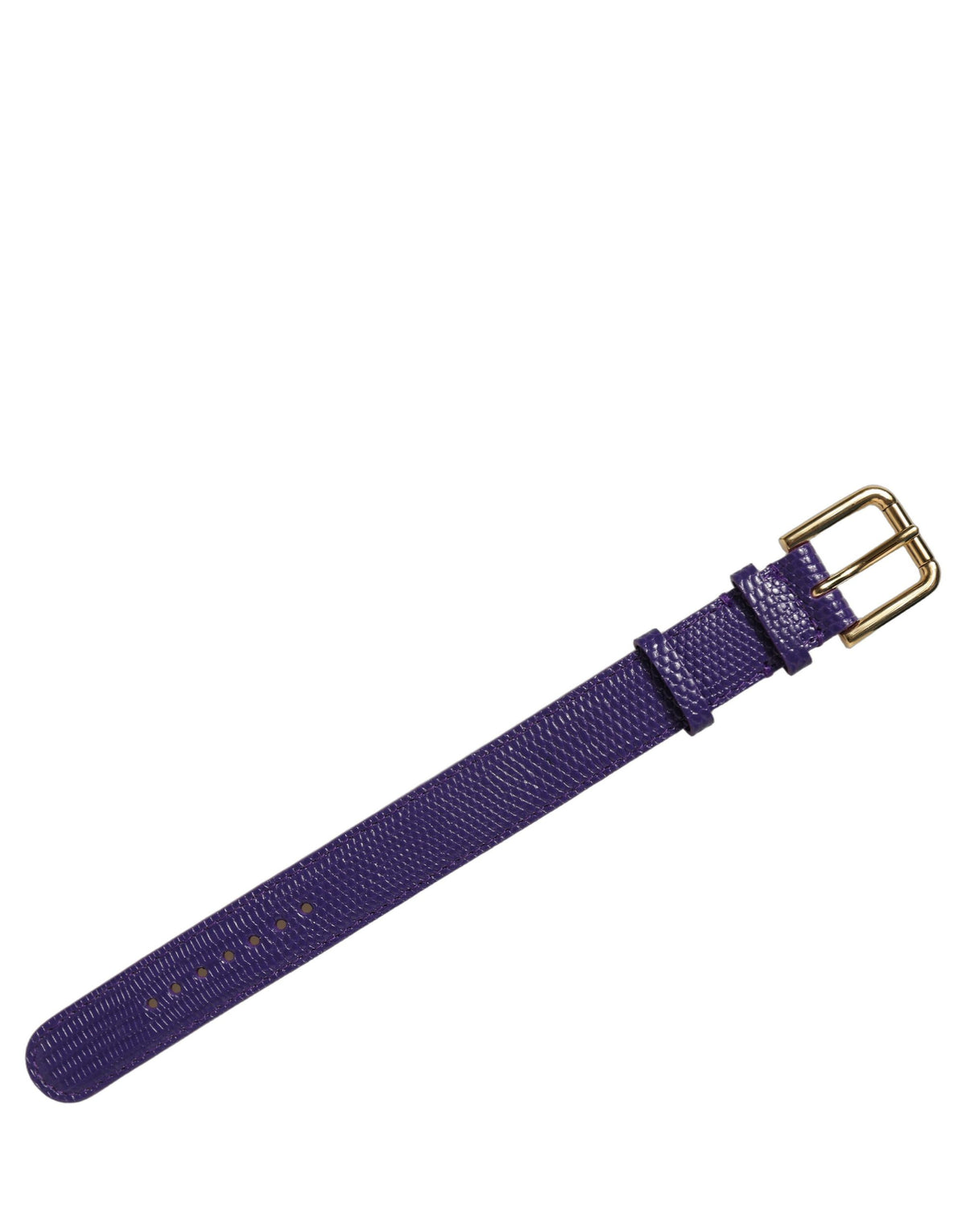 Dolce & Gabbana Violet Textured Leather Gold Buckle Belt Strap Bracelet Dolce & Gabbana