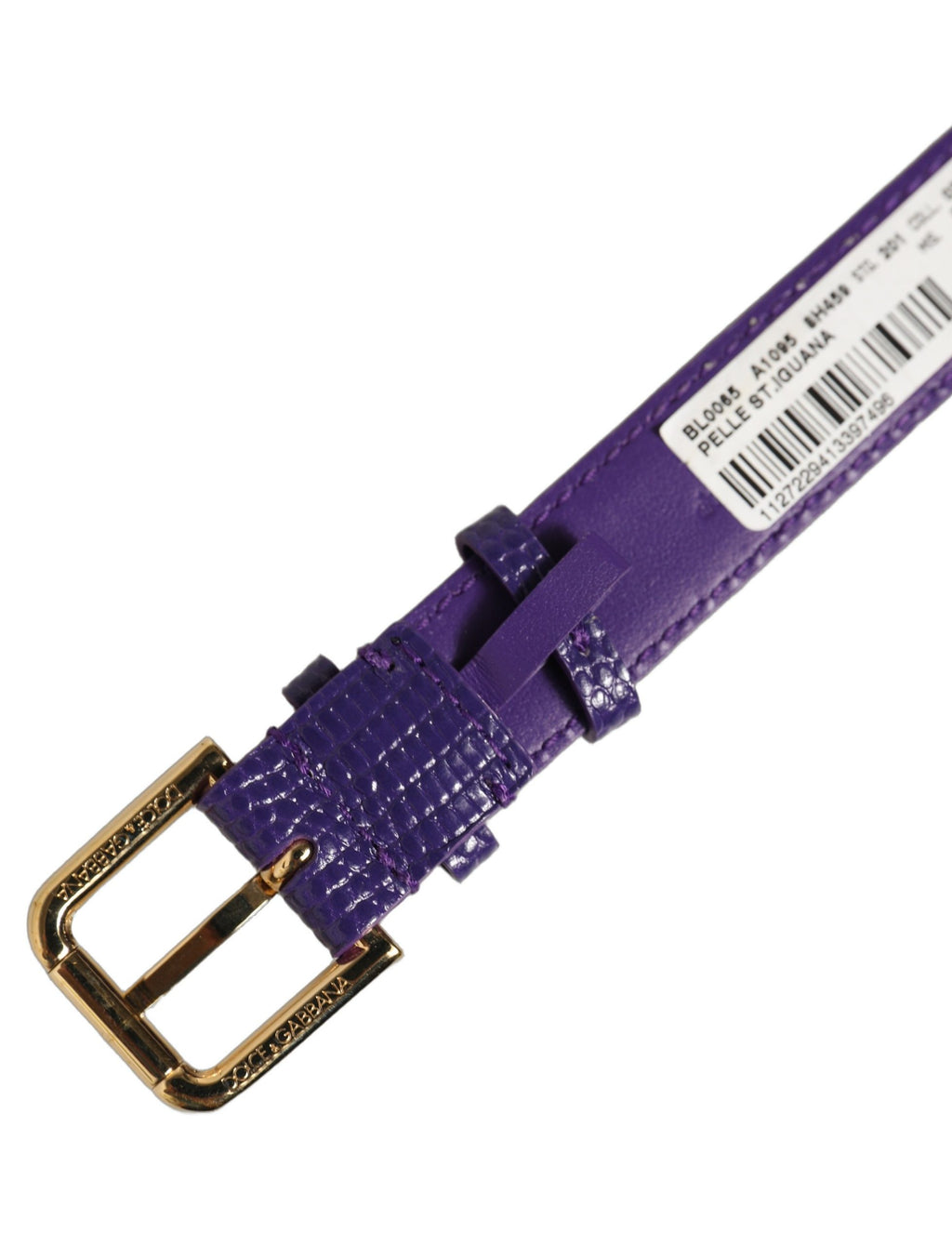 Dolce & Gabbana Violet Textured Leather Gold Buckle Belt Strap Bracelet Dolce & Gabbana