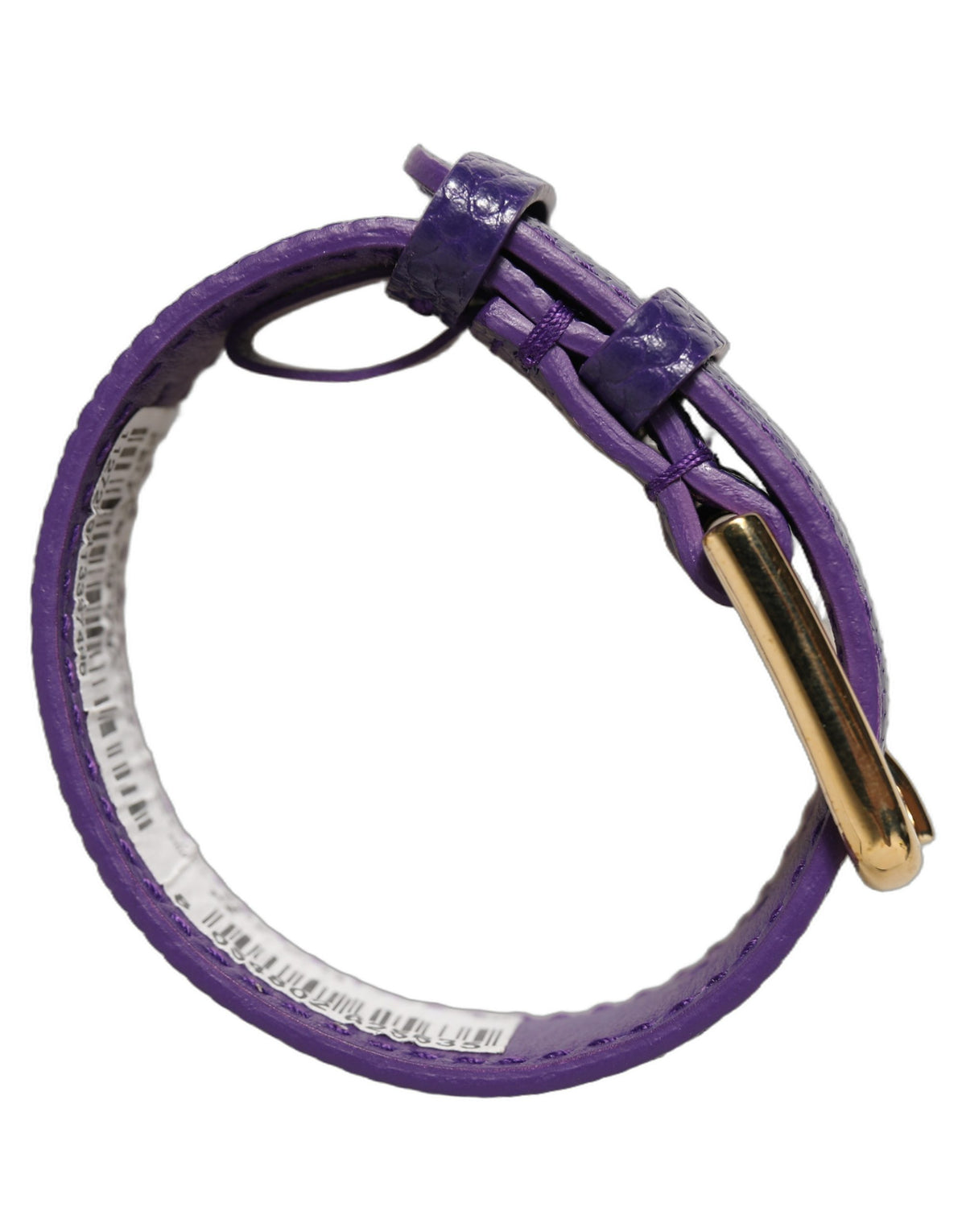 Dolce & Gabbana Violet Textured Leather Gold Buckle Belt Strap Bracelet Dolce & Gabbana