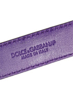 Dolce & Gabbana Violet Embossed Leather Gold Buckle Belt Strap Bracelet
