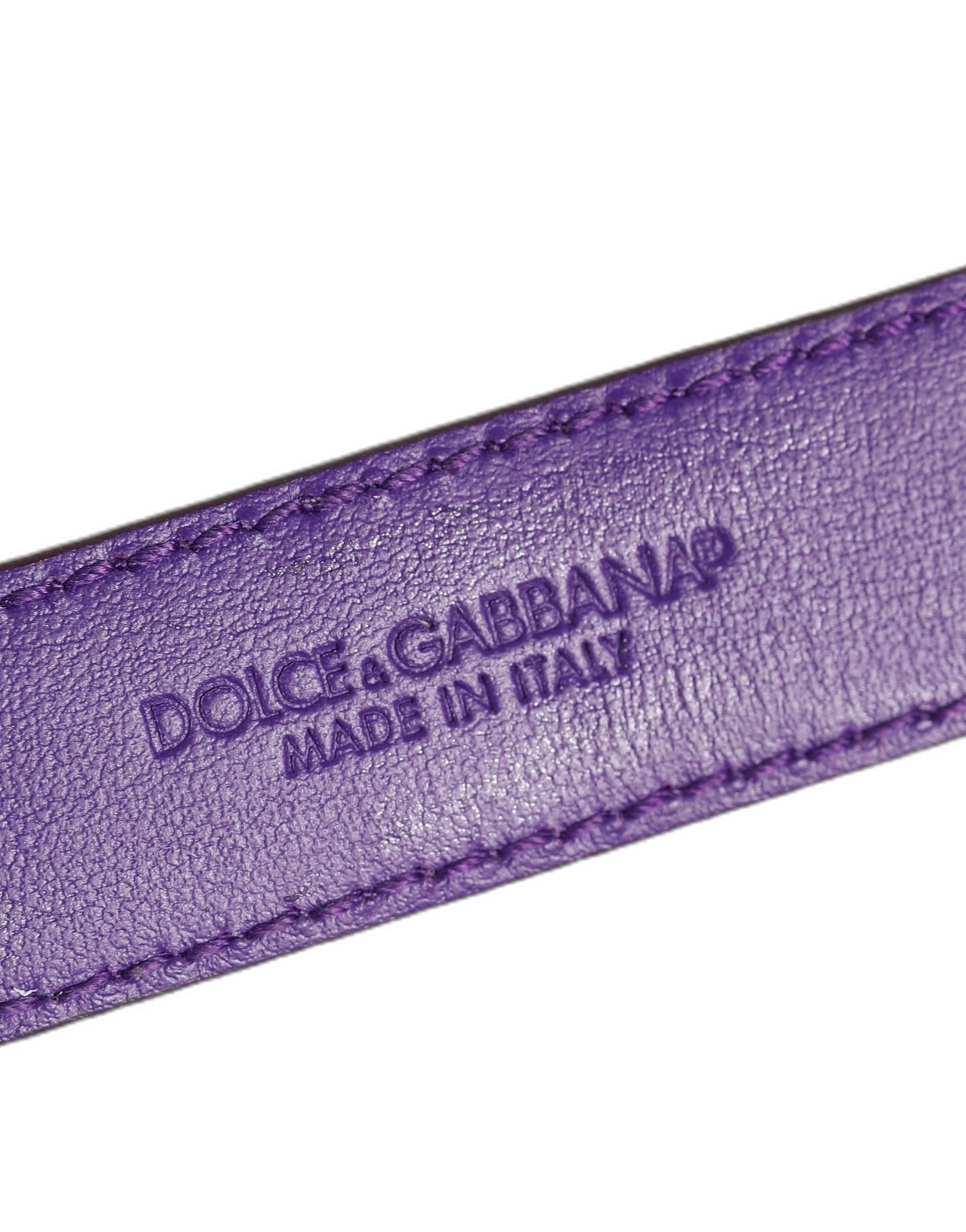 Dolce & Gabbana Violet Embossed Leather Gold Buckle Belt Strap Bracelet Dolce & Gabbana
