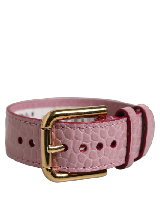 Dolce & Gabbana Pink Embossed Leather Gold Buckle Belt Strap Bracelet Dolce & Gabbana