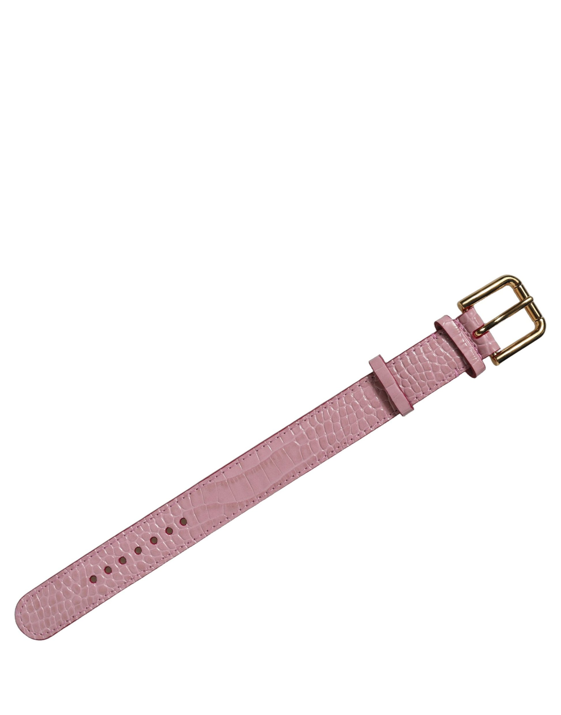 Dolce & Gabbana Pink Embossed Leather Gold Buckle Belt Strap Bracelet Dolce & Gabbana
