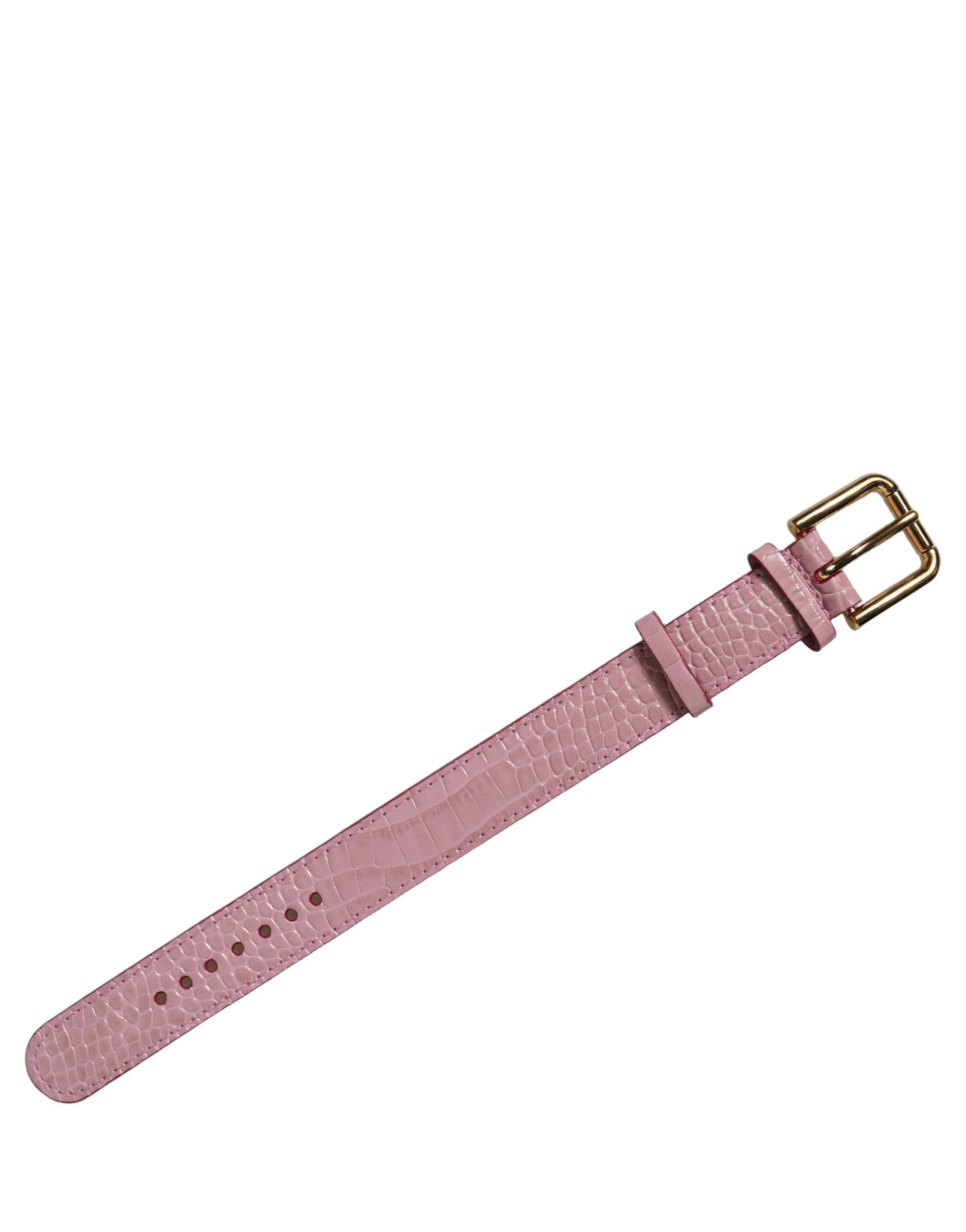 Dolce & Gabbana Pink Embossed Leather Gold Buckle Belt Strap Bracelet Dolce & Gabbana