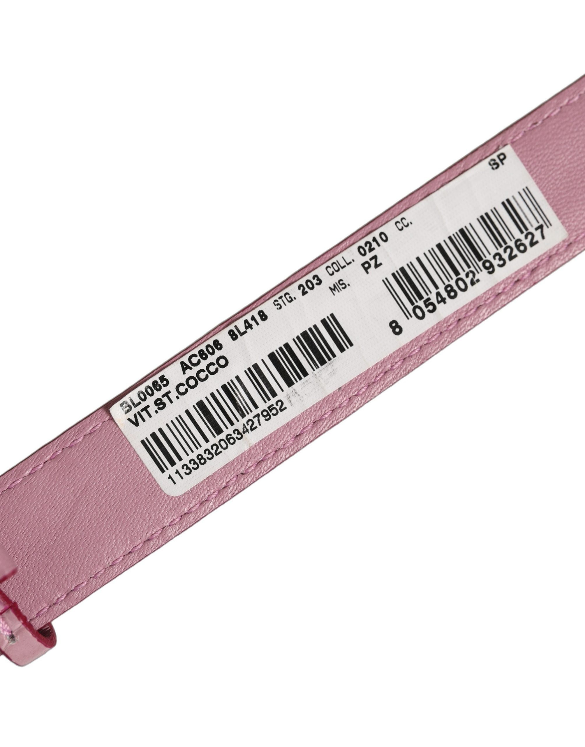 Dolce & Gabbana Pink Embossed Leather Gold Buckle Belt Strap Bracelet Dolce & Gabbana