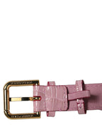 Dolce & Gabbana Pink Embossed Leather Gold Buckle Belt Strap Bracelet Dolce & Gabbana