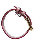 Dolce & Gabbana Pink Embossed Leather Gold Buckle Belt Strap Bracelet Dolce & Gabbana