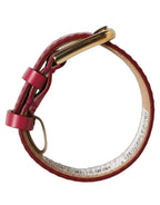 Dolce & Gabbana Red Calfskin Leather Gold Buckle Belt Strap Bracelet Dolce & Gabbana
