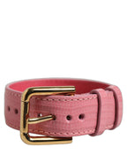 Dolce & Gabbana Pink Textured Leather Gold Buckle Belt Strap Bracelet Dolce & Gabbana