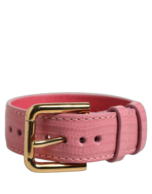 Dolce & Gabbana Pink Textured Leather Gold Buckle Belt Strap Bracelet Dolce & Gabbana