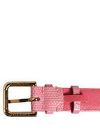 Dolce & Gabbana Pink Textured Leather Gold Buckle Belt Strap Bracelet Dolce & Gabbana