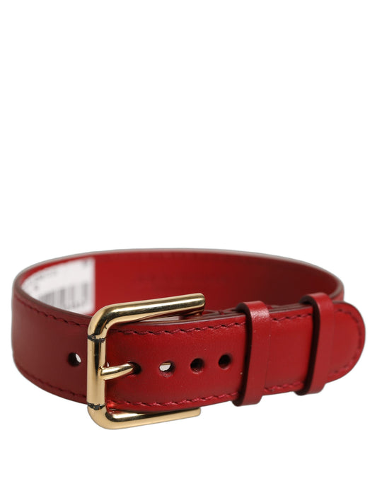 Dolce & Gabbana Red Calfskin Leather Gold Buckle Belt Strap Bracelet Dolce & Gabbana