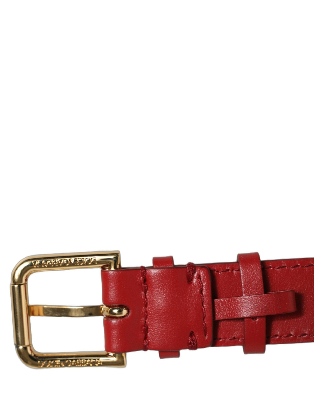 Dolce & Gabbana Red Calfskin Leather Gold Buckle Belt Strap Bracelet Dolce & Gabbana