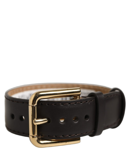 Dolce & Gabbana Black Calfskin Leather Gold Buckle Belt Strap Bracelet Dolce & Gabbana
