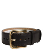 Dolce & Gabbana Black Calfskin Leather Gold Buckle Belt Strap Bracelet Dolce & Gabbana