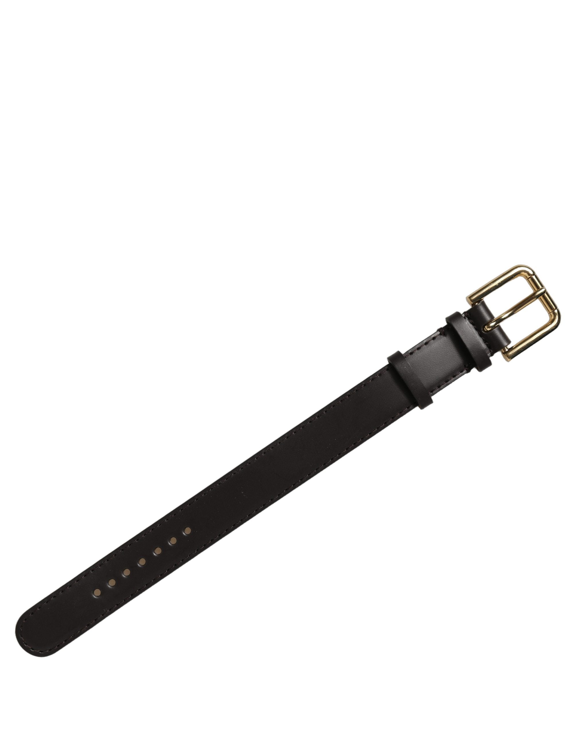 Dolce & Gabbana Black Calfskin Leather Gold Buckle Belt Strap Bracelet Dolce & Gabbana