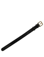 Dolce & Gabbana Black Textured Leather Gold Buckle Belt Strap Bracelet Dolce & Gabbana