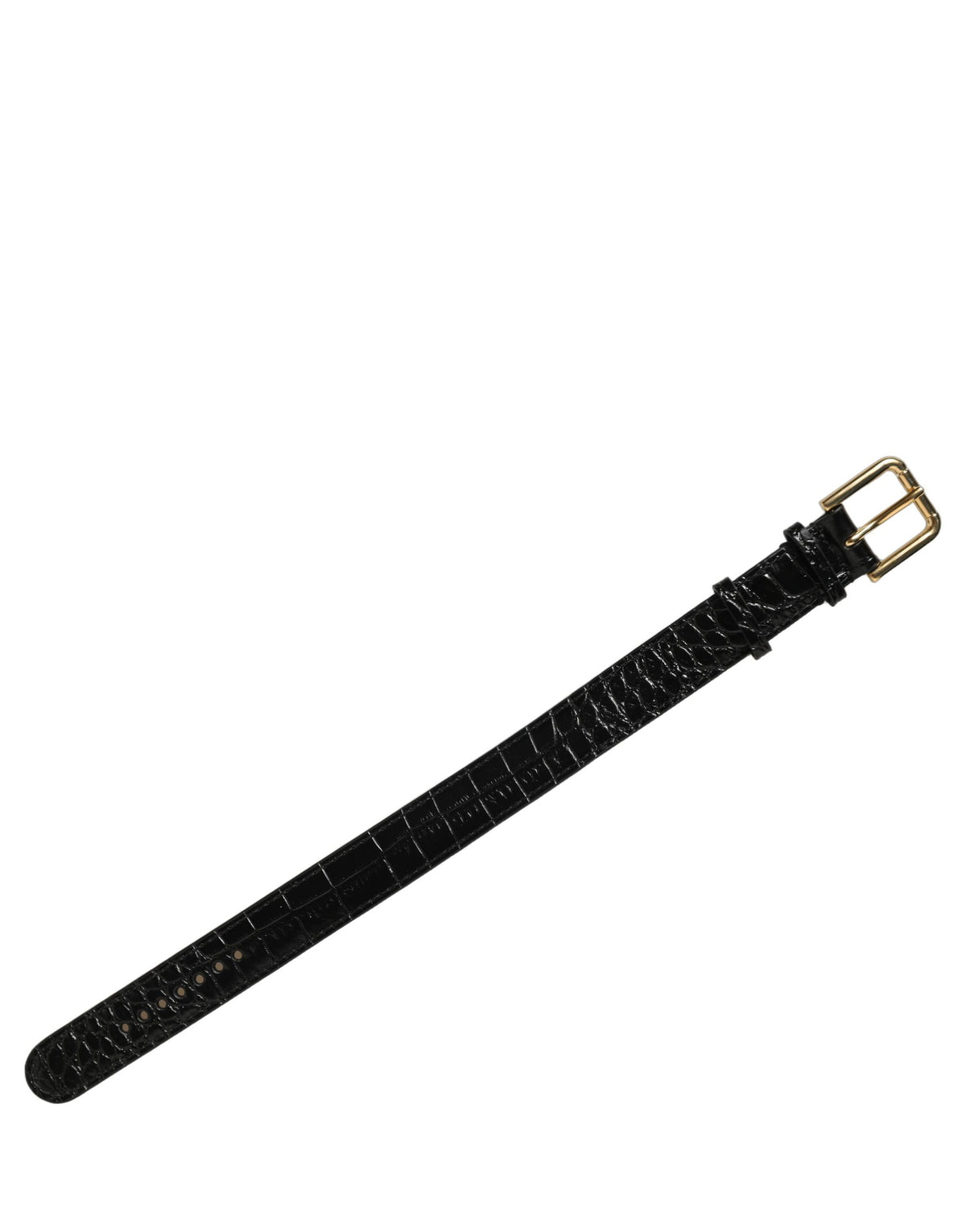 Dolce & Gabbana Black Textured Leather Gold Buckle Belt Strap Bracelet Dolce & Gabbana