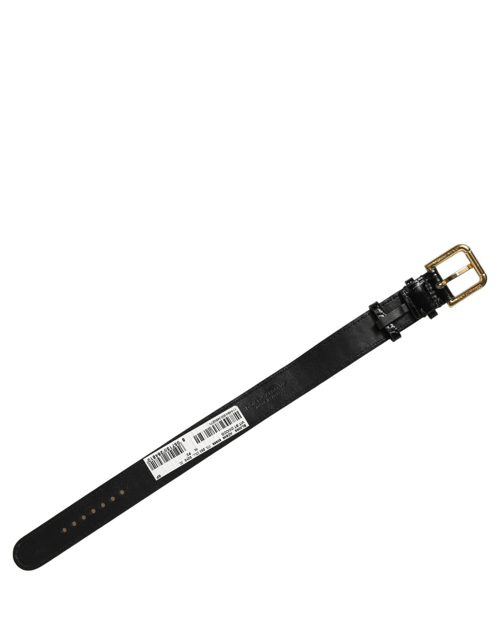 Dolce & Gabbana Black Textured Leather Gold Buckle Belt Strap Bracelet Dolce & Gabbana