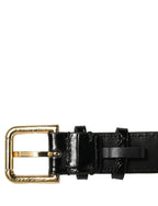 Dolce & Gabbana Black Textured Leather Gold Buckle Belt Strap Bracelet Dolce & Gabbana