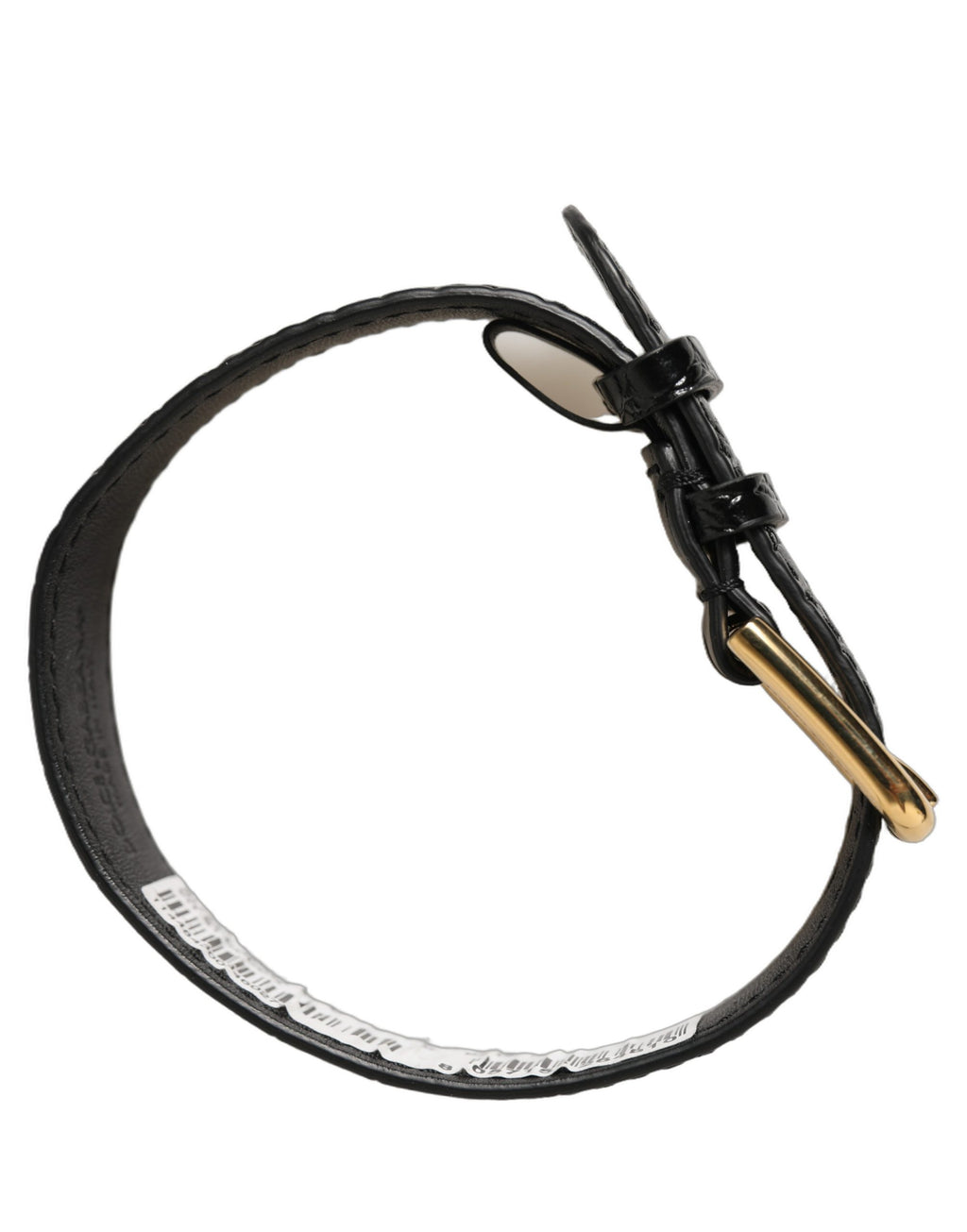 Dolce & Gabbana Black Textured Leather Gold Buckle Belt Strap Bracelet Dolce & Gabbana