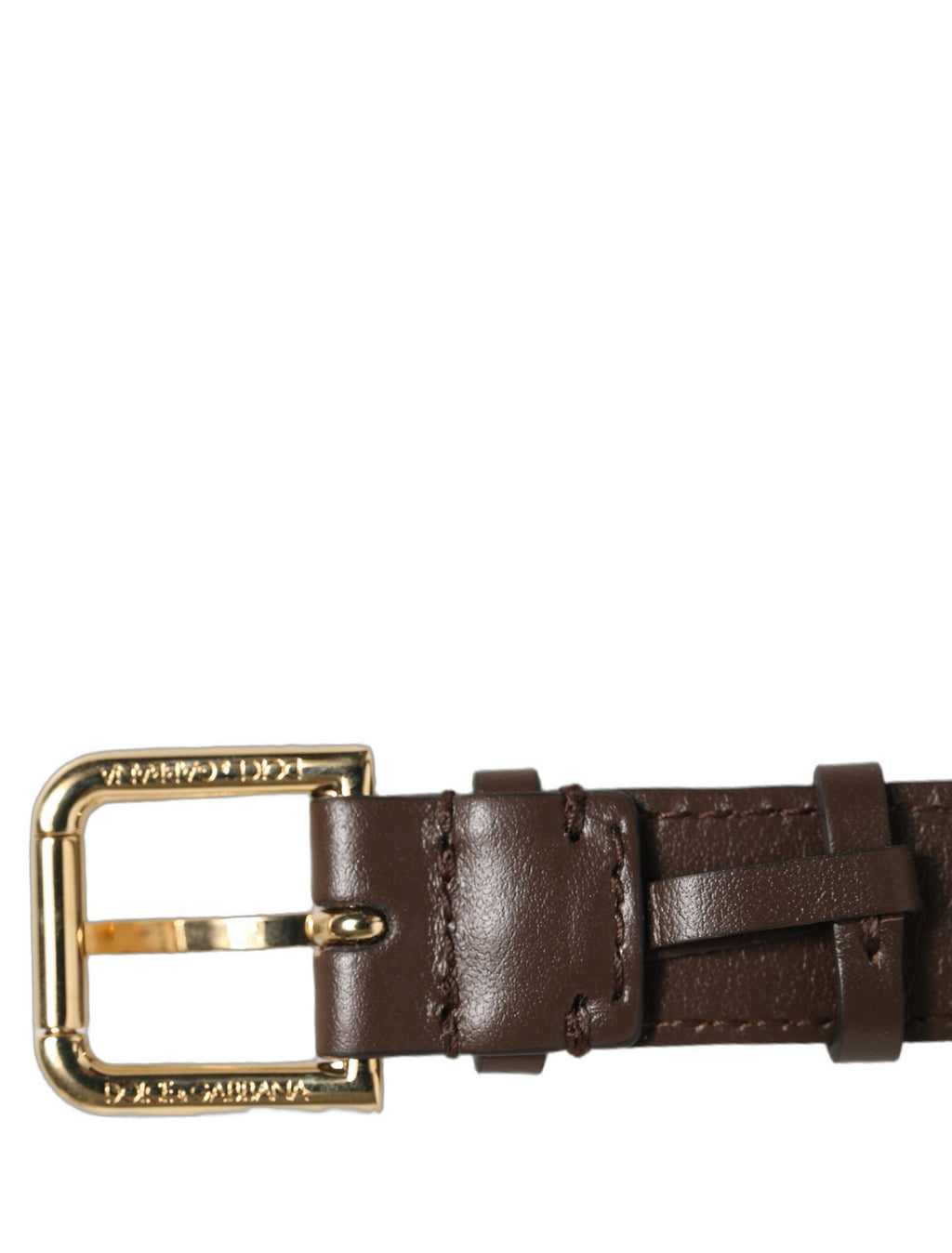 Dolce & Gabbana Brown Calfskin Leather Gold Buckle Belt Strap Bracelet Dolce & Gabbana