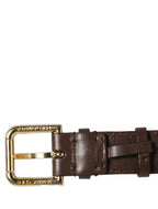 Dolce & Gabbana Brown Calfskin Leather Gold Buckle Belt Strap Bracelet Dolce & Gabbana