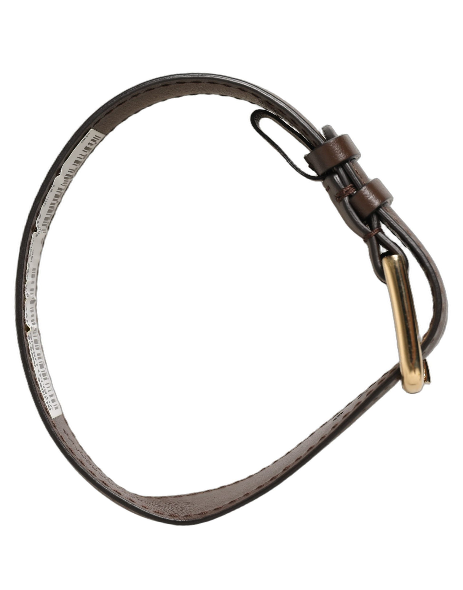 Dolce & Gabbana Brown Calfskin Leather Gold Buckle Belt Strap Bracelet Dolce & Gabbana