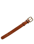 Dolce & Gabbana Brown Textured Leather Gold Buckle Belt Strap Bracelet Dolce & Gabbana