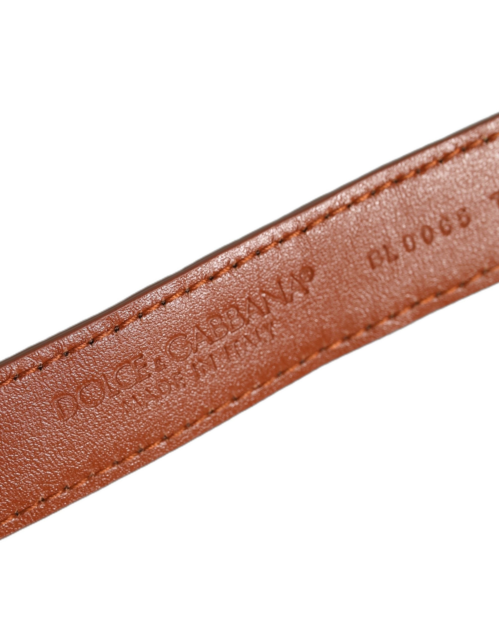 Dolce & Gabbana Brown Textured Leather Gold Buckle Belt Strap Bracelet Dolce & Gabbana