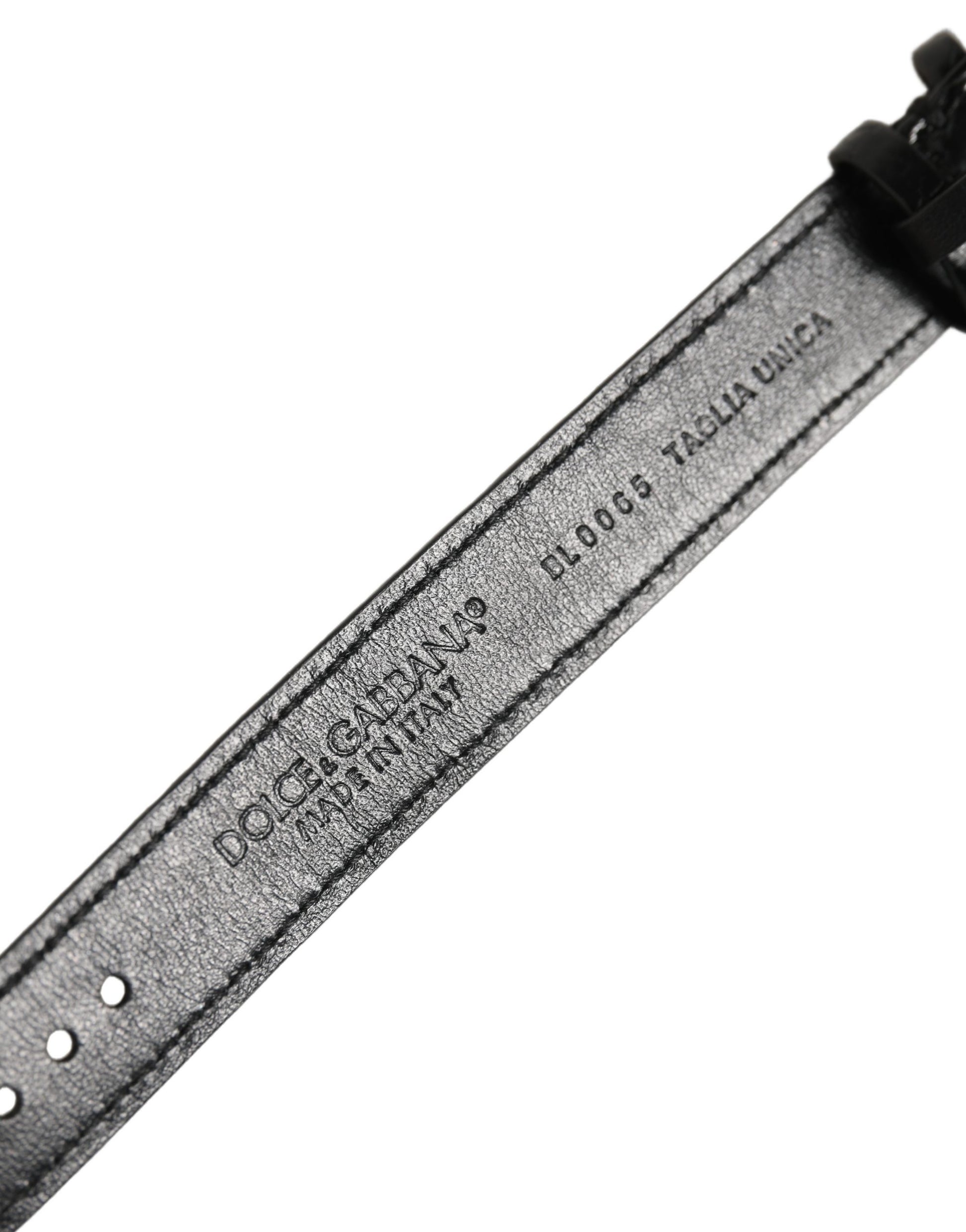 Dolce & Gabbana Black Textured Leather Gold Buckle Belt Strap Bracelet Dolce & Gabbana
