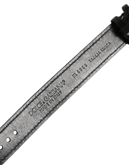 Dolce & Gabbana Black Textured Leather Gold Buckle Belt Strap Bracelet Dolce & Gabbana