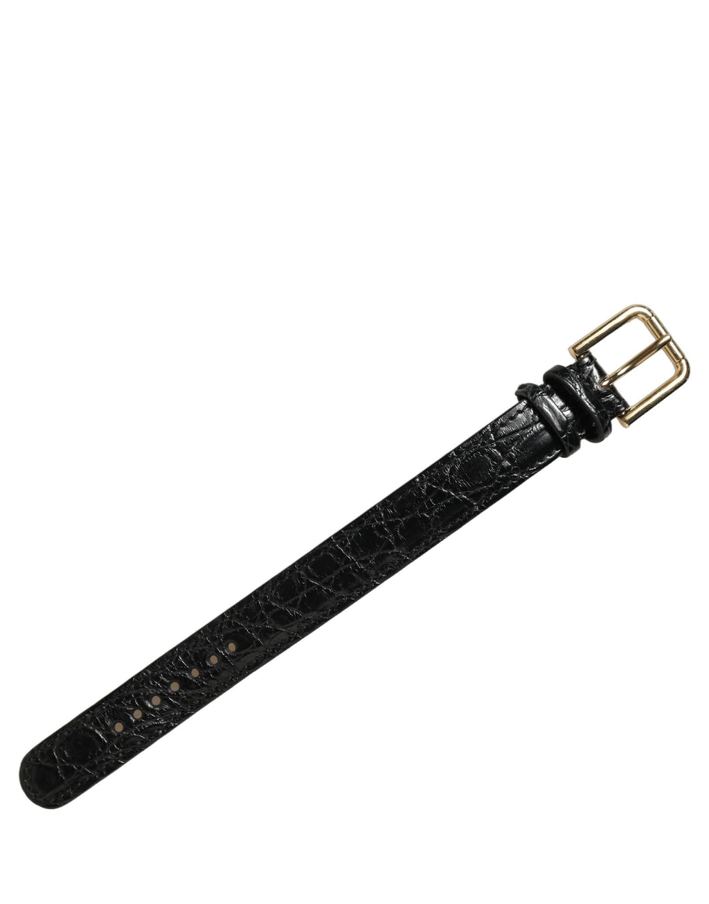 Dolce & Gabbana Black Textured Leather Gold Buckle Belt Strap Bracelet Dolce & Gabbana