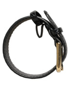 Dolce & Gabbana Black Textured Leather Gold Buckle Belt Strap Bracelet Dolce & Gabbana