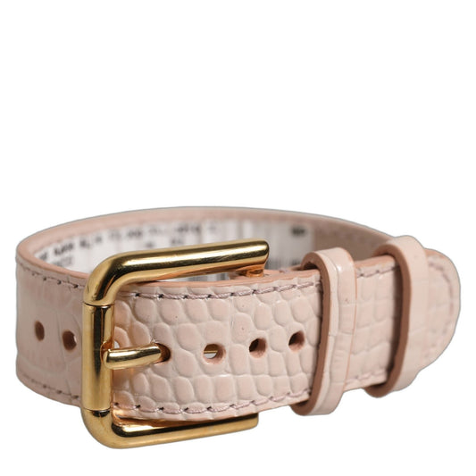 Dolce & Gabbana Pink Embossed Leather Gold Buckle Belt Strap Bracelet Dolce & Gabbana