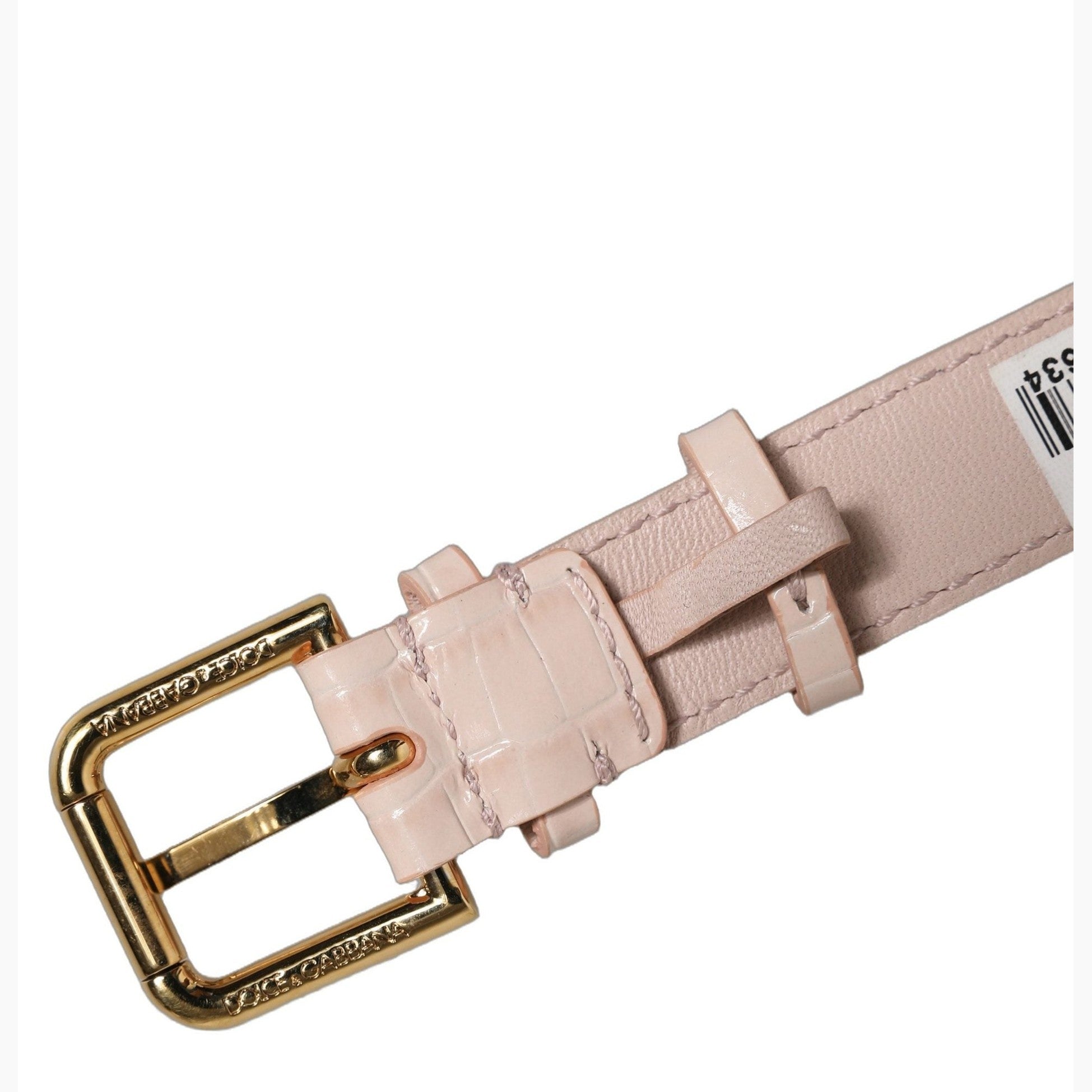 Dolce & Gabbana Pink Embossed Leather Gold Buckle Belt Strap Bracelet Dolce & Gabbana