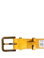 Dolce & Gabbana Yellow Textured Leather Gold Buckle Belt Strap Bracelet Dolce & Gabbana