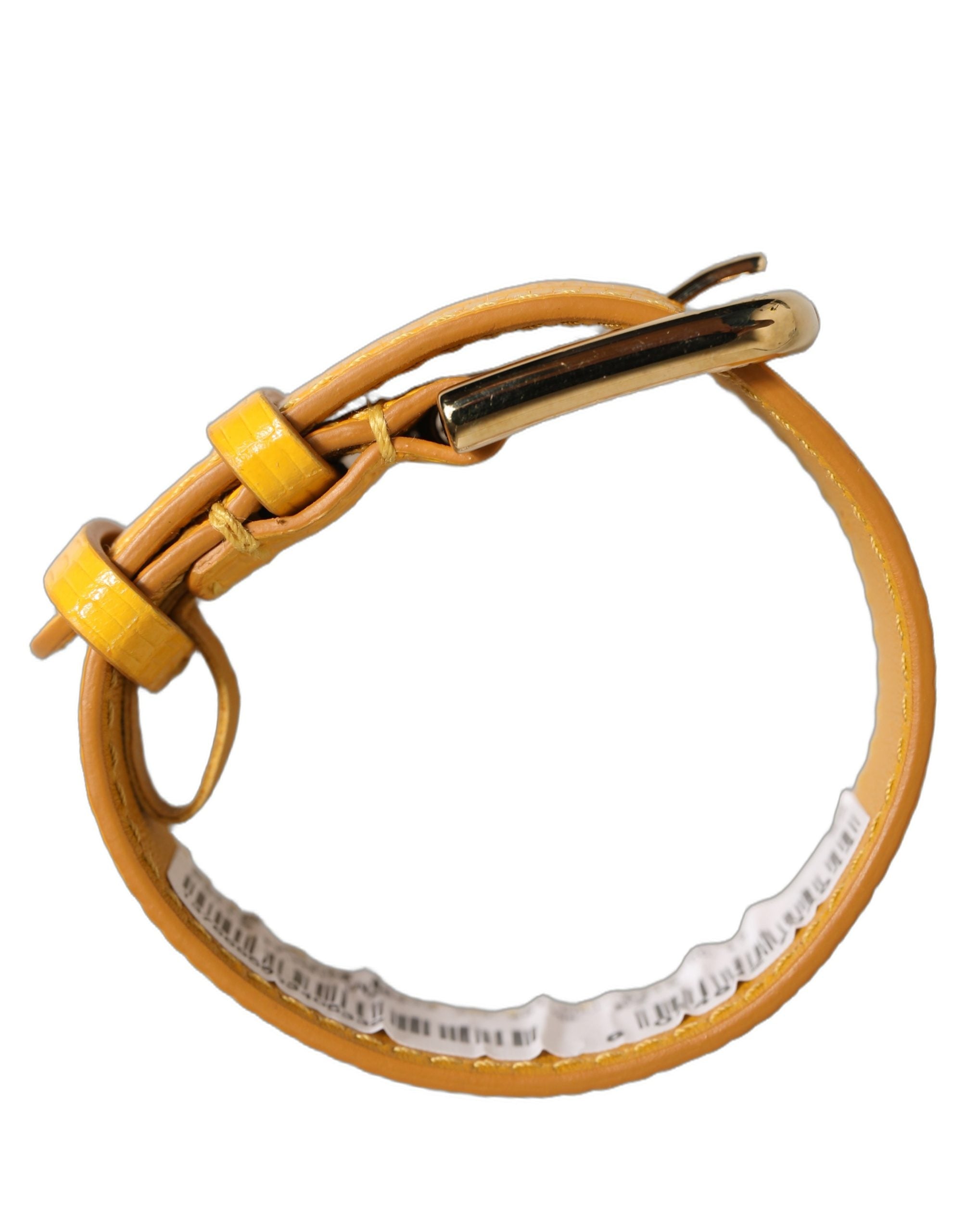 Dolce & Gabbana Yellow Textured Leather Gold Buckle Belt Strap Bracelet Dolce & Gabbana
