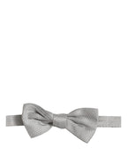 Dolce & Gabbana Men Gray 100% Silk Adjustable Neck Papillon Bow Tie