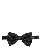 Dolce & Gabbana Men Black Polka Dot Silk Adjustable Neck Papillon Bow Tie