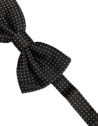 Dolce & Gabbana Men Black Polka Dot Silk Adjustable Neck Papillon Bow Tie