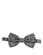 Dolce & Gabbana Tie Black White Paisley Silk Adjustable Neck Papillon Bow