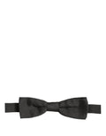 Dolce & Gabbana men's black cotton adjustable neck papillon bow tie, stylish accessory with classic design and adjustable strap.