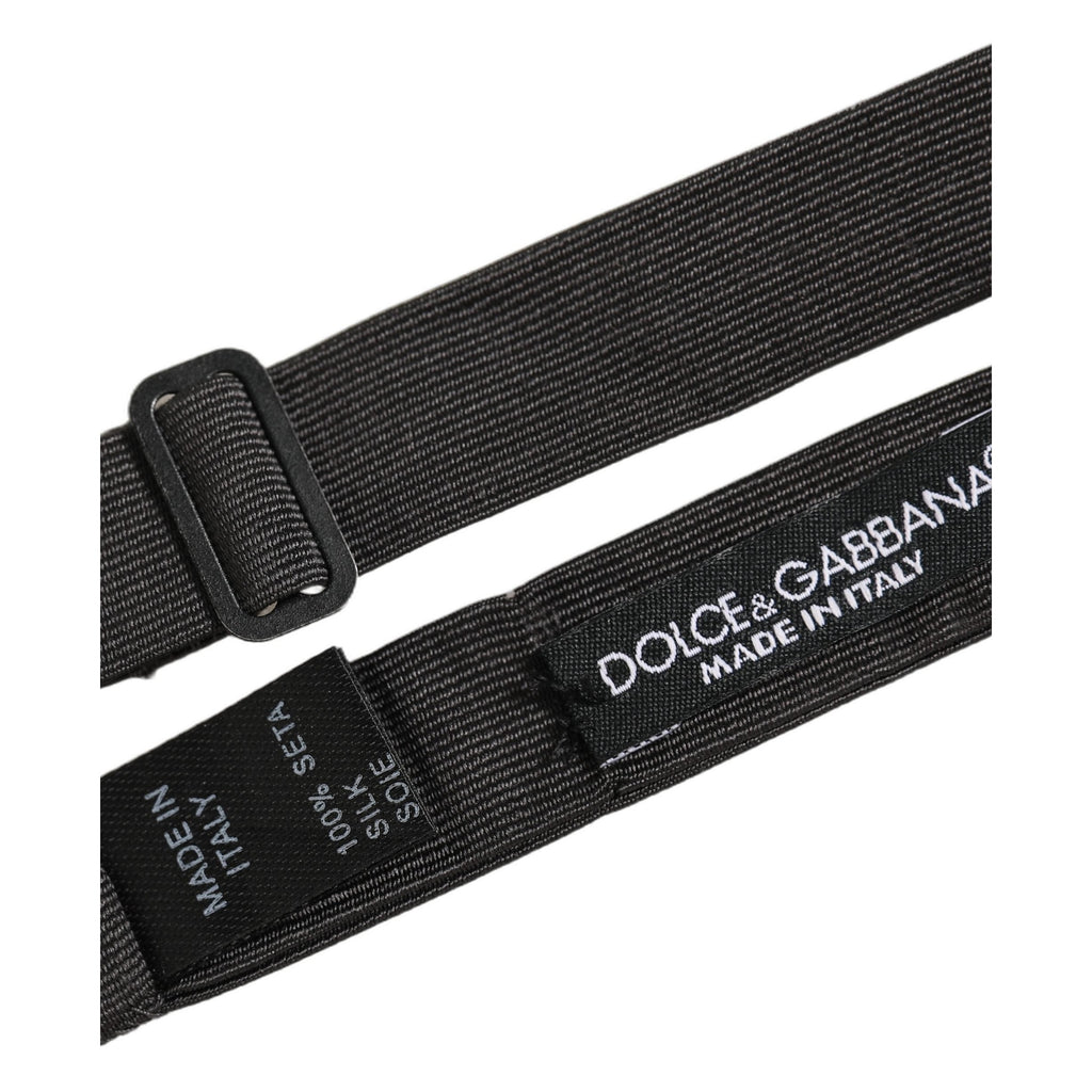 Dolce & Gabbana Men Black 100% Cotton Adjustable Neck Papillon Bow Tie