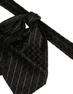 Dolce & Gabbana Men Black Pinstripe Silk Adjustable Neck Papillon Bow Tie