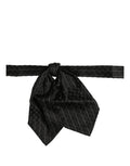 Dolce & Gabbana men's black pinstripe silk bow tie with adjustable neck strap, featuring a classic papillon style.