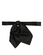 Dolce & Gabbana Men Black Pinstripe Silk Adjustable Neck Papillon Bow Tie
