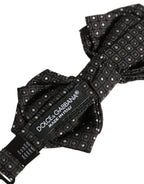 Dolce & Gabbana Men Black Polka Dot Silk Adjustable Neck Papillon Bow Tie